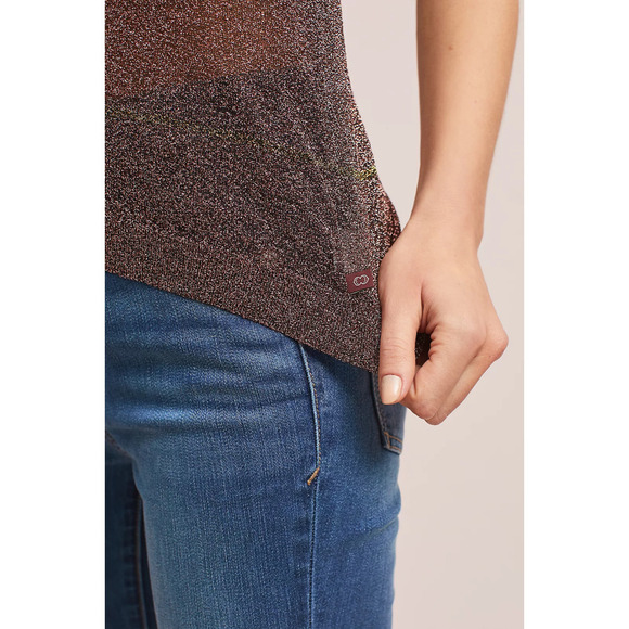 Anthropologie Ottod'Ame V Neck Tank Top Size S Brown Gold Copper $320 Party Fall - Picture 2 of 13